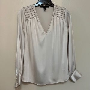 Smocked Shoulder Satin Blouse - by White House Black Market